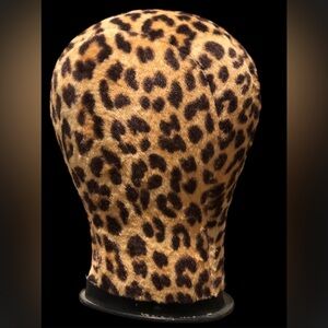 1960s Leopard Print Faux Fur Head Form Bust Mannequin